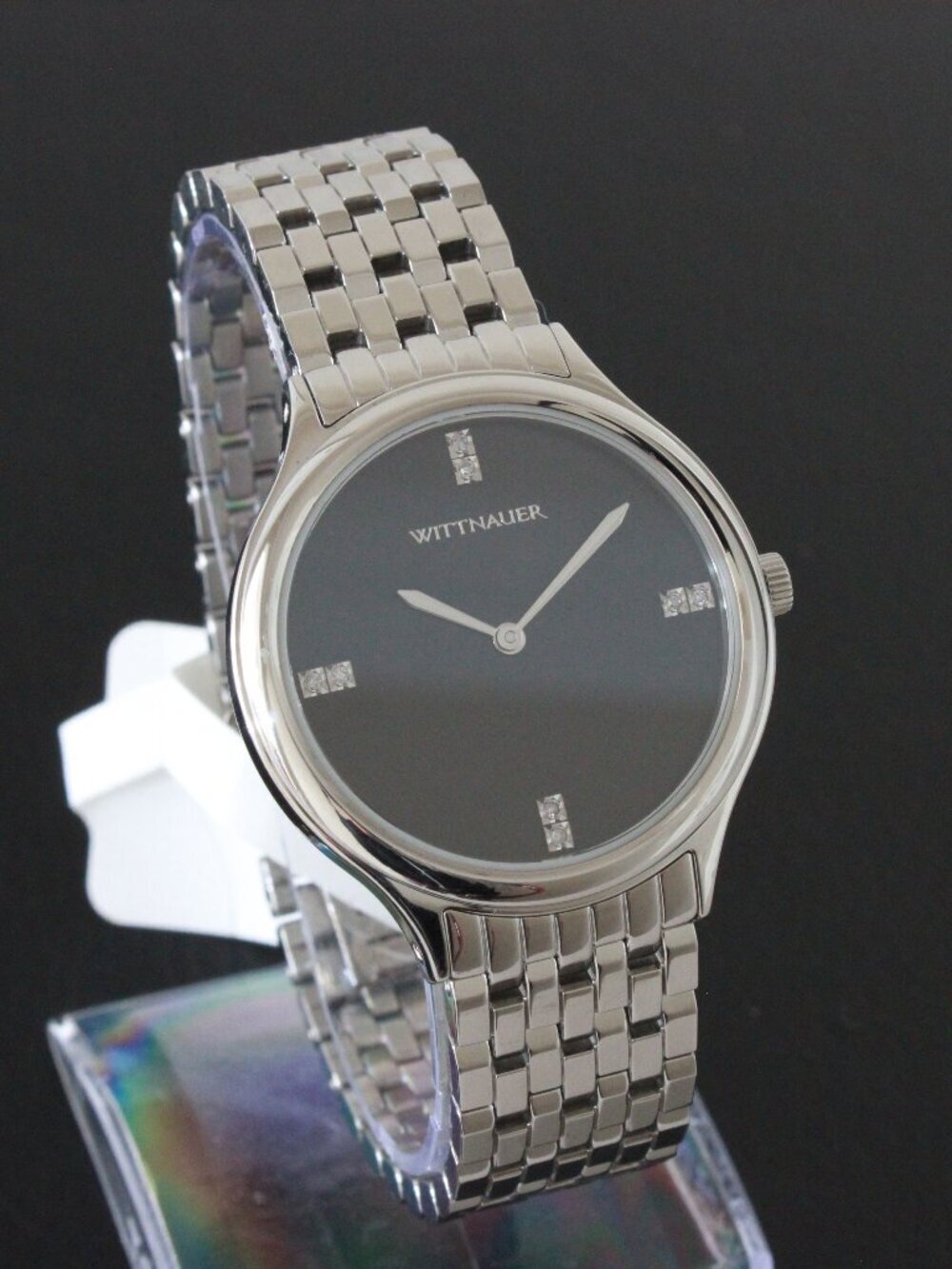 Wittnauer Ladies Quartz Watch 8 Hand Set Diamonds Minimalist Dial 34mm - Picture 12 of 12